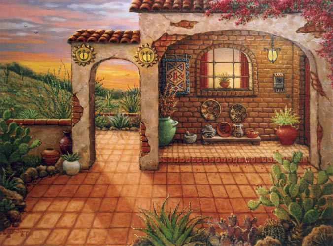 676x500 Southwest Sunset, One Of Janet Kruskamp's Original Oil Paintings - Southwestern Painting