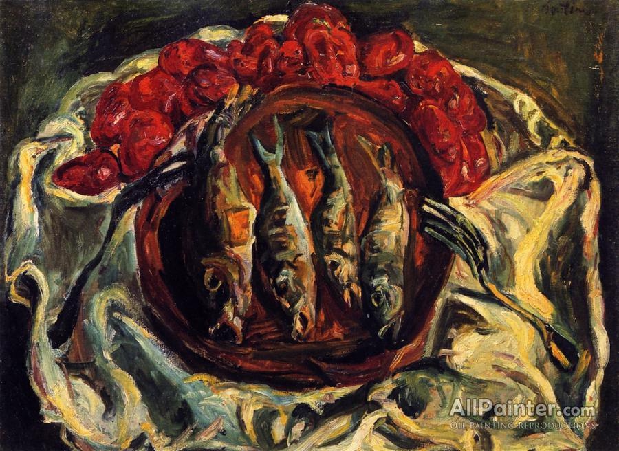 900x656 Chaim Soutine Fish And Tomatoes Oil Painting Reproductions - Soutine Painting