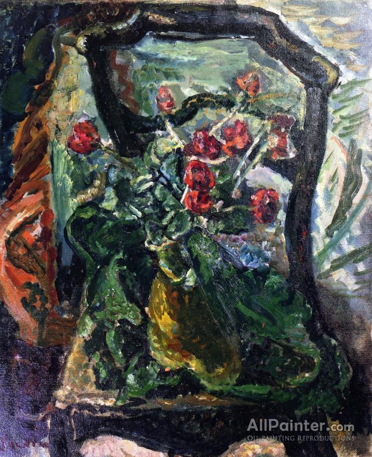 733x900 Chaim Soutine Flowers On A Chair Oil Painting Reproductions - Soutine Painting
