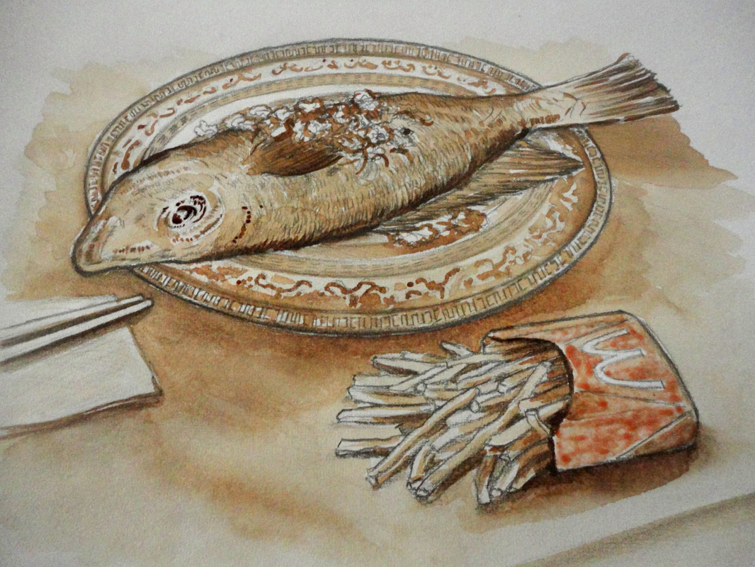 1066x800 Mixing Mediums - Soy Sauce Painting