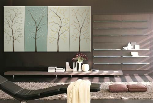 500x338 Spa Painting Cream White And Soft Green Art Cherry Blossom - Spa Painting