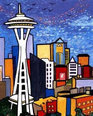 320x400 Seattle Space Needle Painting - Space Needle Painting