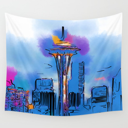 264x264 Space Needle Wall Tapestries Society6 - Space Needle Painting