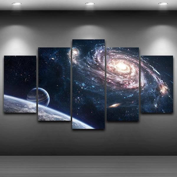 600x600 Milky Way 5 Piece Canvas Painting The Yoga Mandala Store - Space Painting