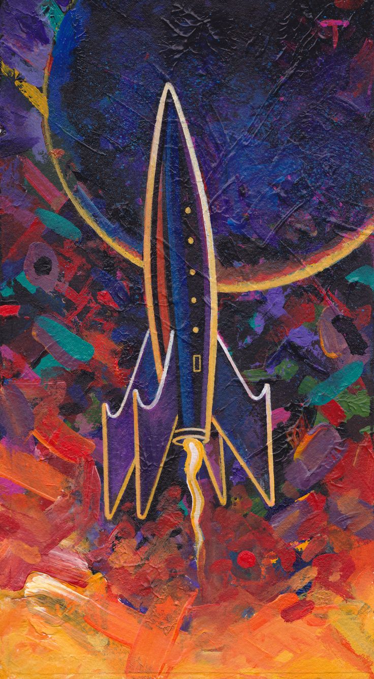 736x1334 Rocket Painting - Space Rocket Painting