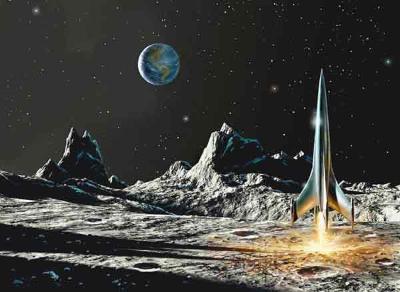 400x292 David A. Hardy - Space Rocket Painting