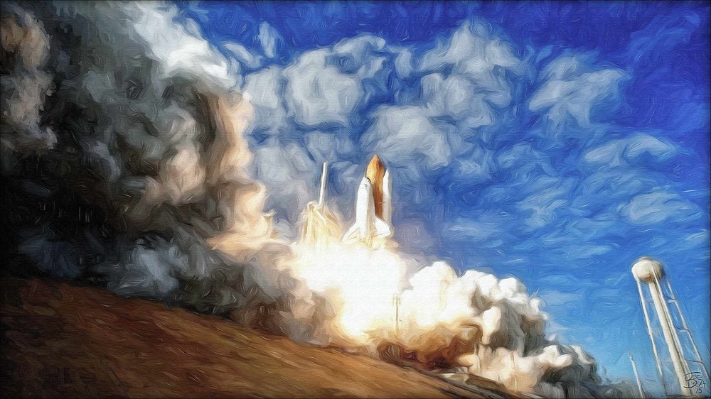 1000x562 Space Art Paintings - Space Shuttle Painting