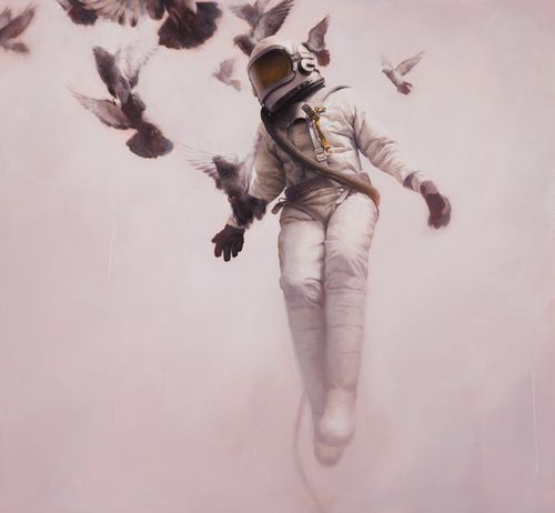 500x462 We'Re All Just Floating - Spaceman Painting