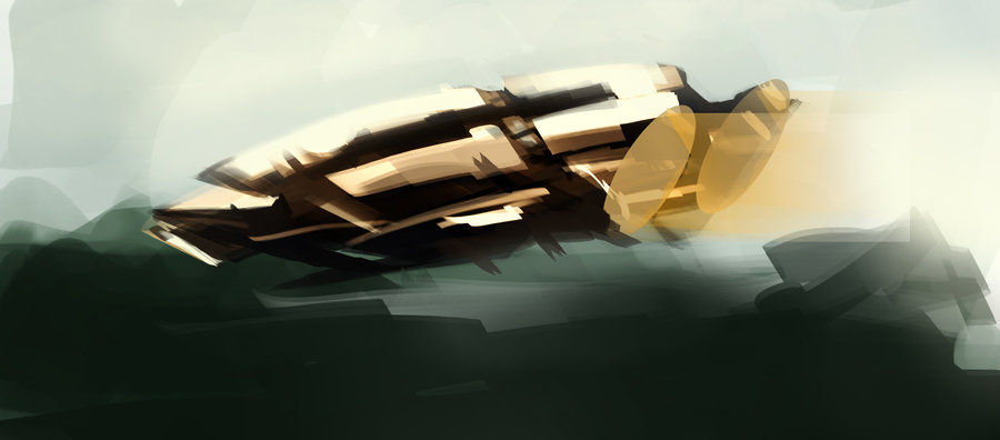 900x396 Spaceship Painting By Maddekartist - Spaceship Painting