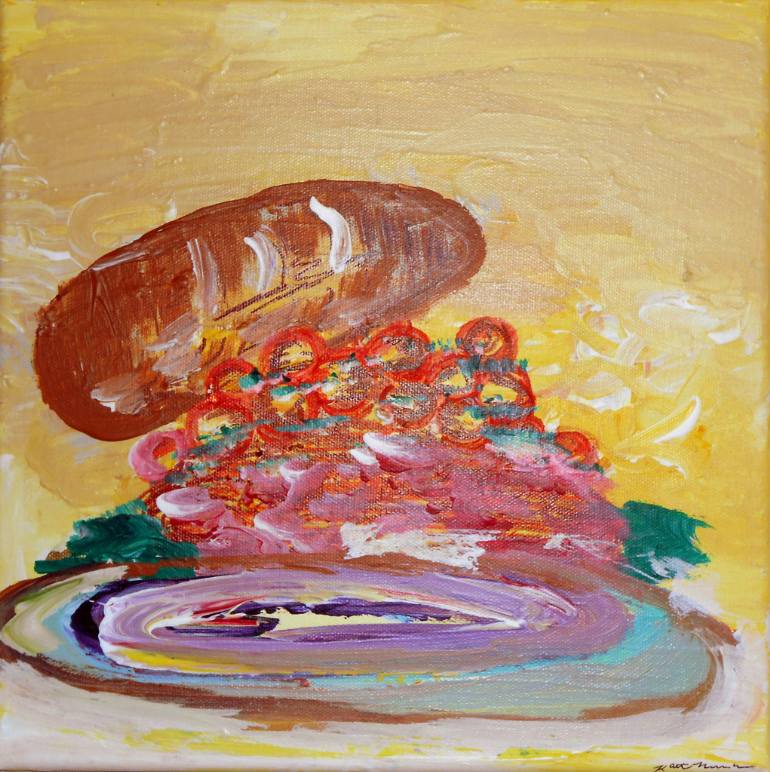 770x772 Saatchi Art Meatballs Over Goat Cheese Spaghetti Painting By Kate - Spaghetti Painting