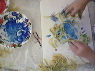 320x240 Edible Art Sensory Play Paint With Spaghetti With Toddlers - Spaghetti Painting