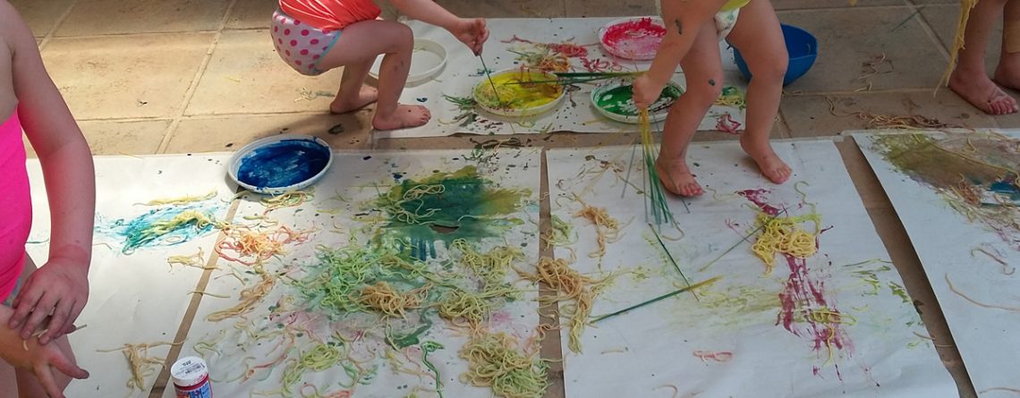 1140x445 Messy Spaghetti Painting Clamber Club - Spaghetti Painting