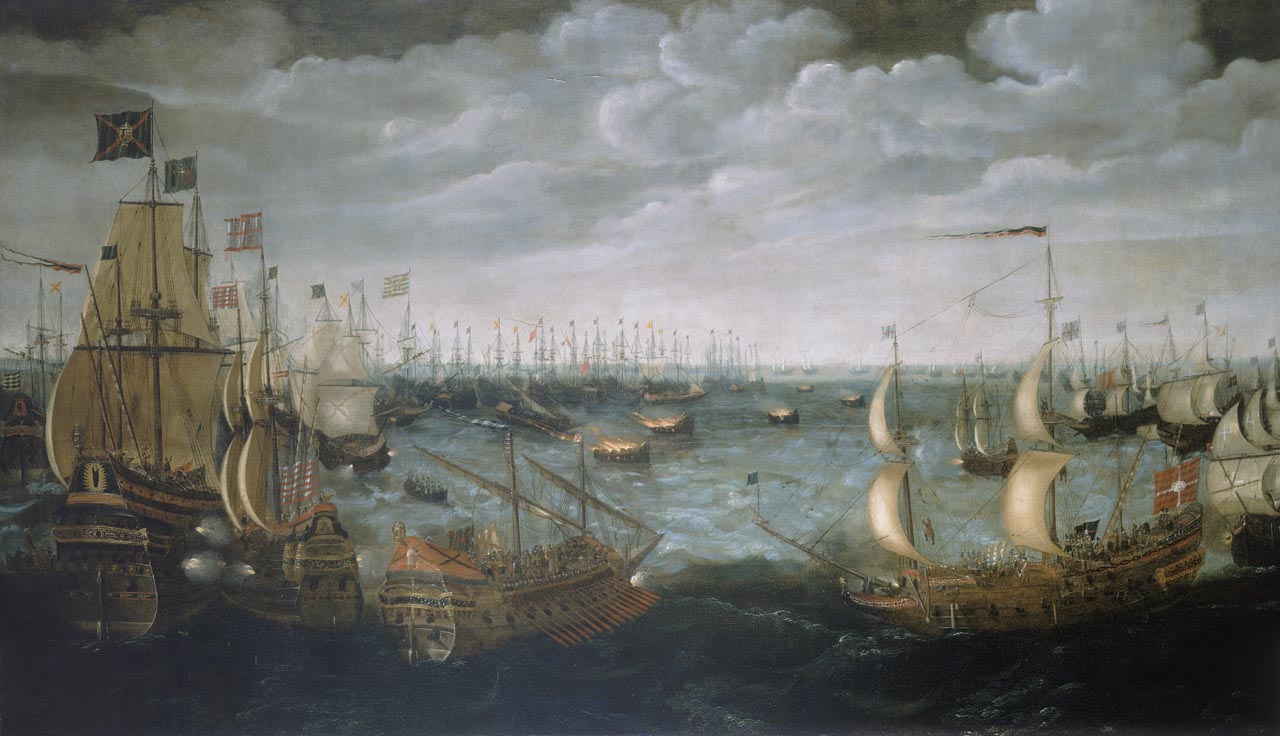 1280x736 Launch Of Fireships Against The Spanish Armada, 7 August 1588 - Spanish Armada Painting