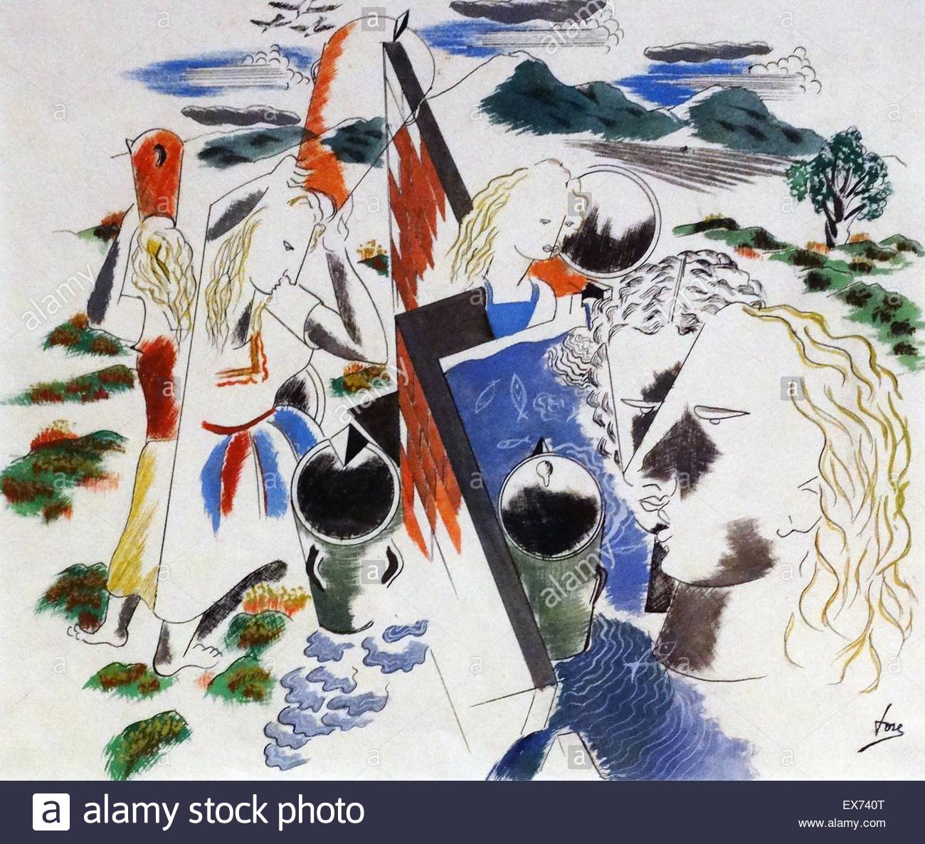 1300x1186 The Countryside' 1937. Spanish Civil War Painting By Jose Garcia - Spanish Civil War Painting