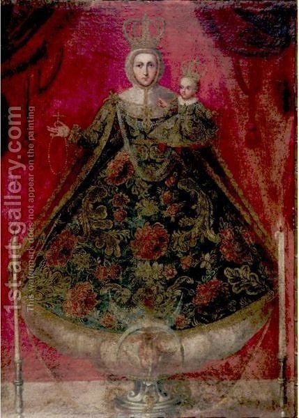 429x600 Portrait Of The Virgin Spanish Colonial School Reproduction 1st - Spanish Colonial Painting