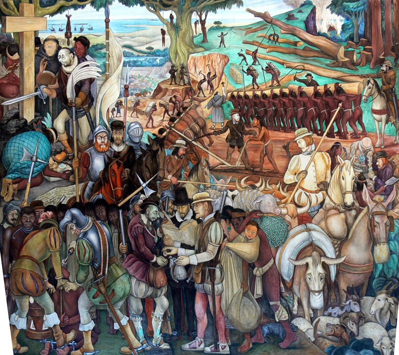 800x711 Artwork By Diego Rivera - Spanish Conquistador Painting
