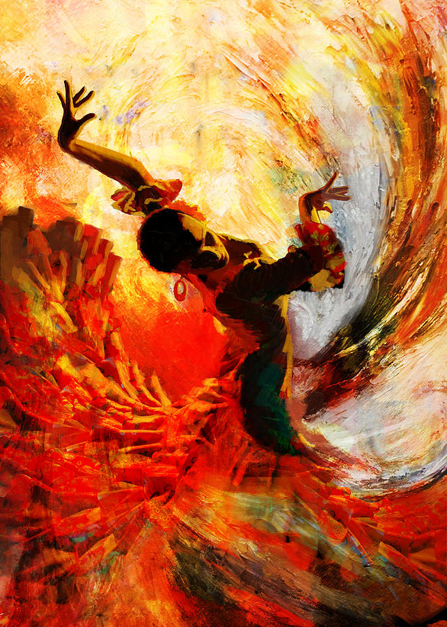 642x900 Flamenco Dancer 021 Painting By Mahnoor Shah - Spanish Dancer Painting