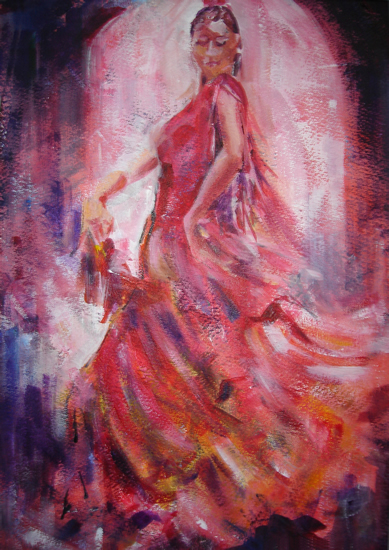 389x550 Flamenco Dancer Painting - Spanish Dancer Painting