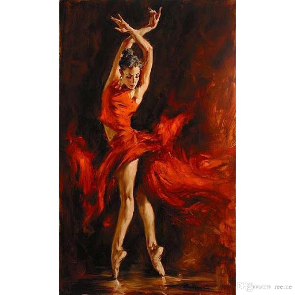 1000x1000 2018 Modern Art Flamenco Spanish Dancer Red Lady Oil Paintings - Spanish Dancer Painting