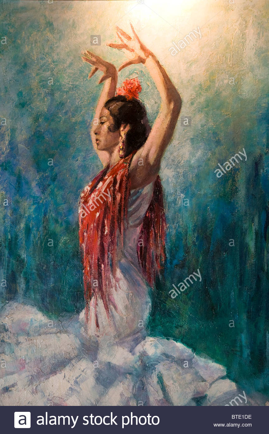 863x1390 Seville Spain Flamenco Dance Dancer Woman Painting Stock Photo - Spanish Flamenco Dancer Painting