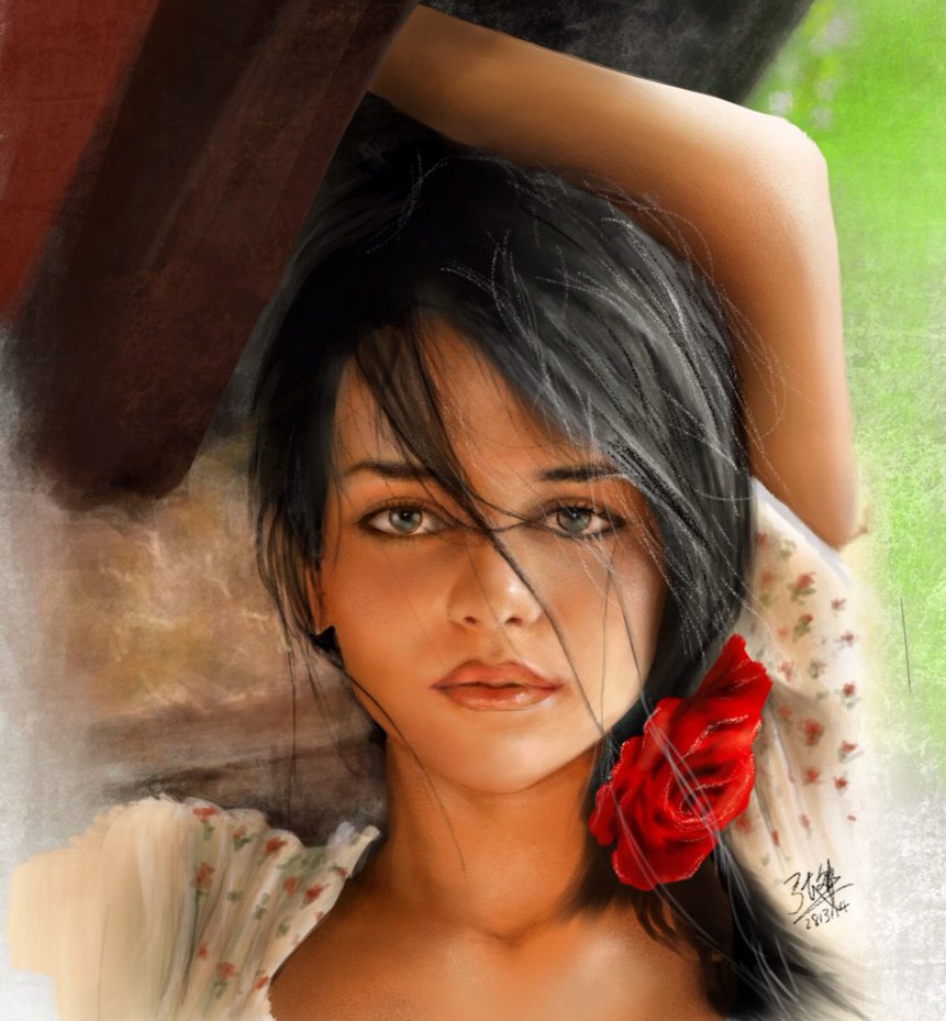 861x929 Ipad Finger Painting Of A Spanish Girl By Chaseroflight - Spanish Girl Painting