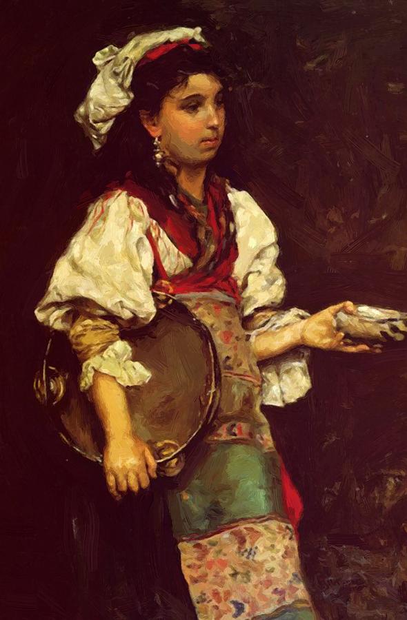 590x900 Spanish Girl 1875 Painting By Stewart Julius Leblanc - Spanish Girl Painting