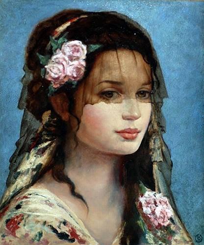 416x500 The Spanish Girl - Spanish Girl Painting