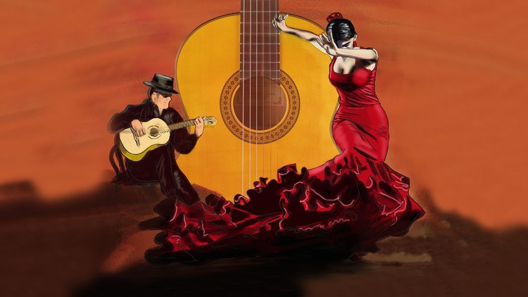 750x422 Spice Up Your Playing With Some Easy Flamenco Techniques! Udemy - Spanish Guitar Painting