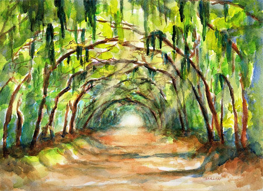 900x654 Tree Canopy With Spanish Moss Painting By Carlin Blahnik - Spanish Moss Painting