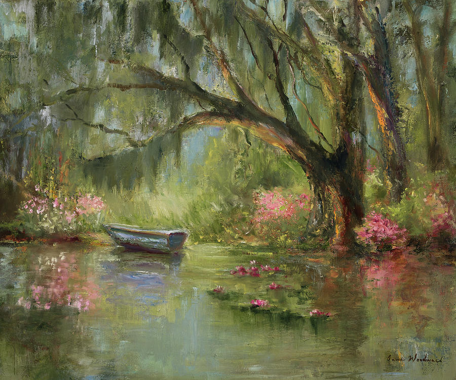900x750 Wild Azaleas Painting By Jane Woodward - Spanish Moss Painting