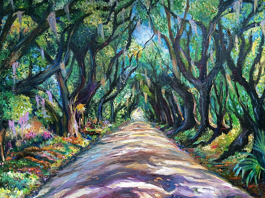 900x674 Oak Tree Road Painting By Kathy Seay - Spanish Moss Painting