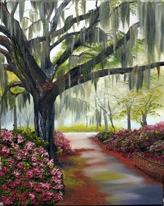 236x297 Oak With Spanish Moss Historical Savannah, Ga - Spanish Moss Painting