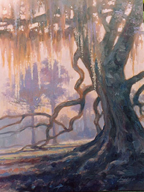 500x663 Oil Painting Of Old Oak Tree With Spanish Moss - Spanish Moss Painting