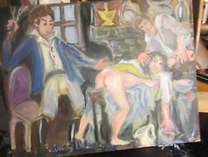 300x227 Spanking The Scullery Maid Wendy Gell As Amy Blue Oil Painting - Spanking Painting