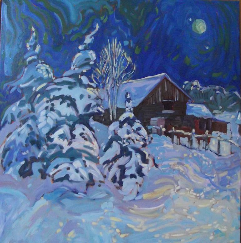 770x776 Saatchi Art Winter Sparkle Painting By Kaija Savinainen Mountain - Sparkle Painting
