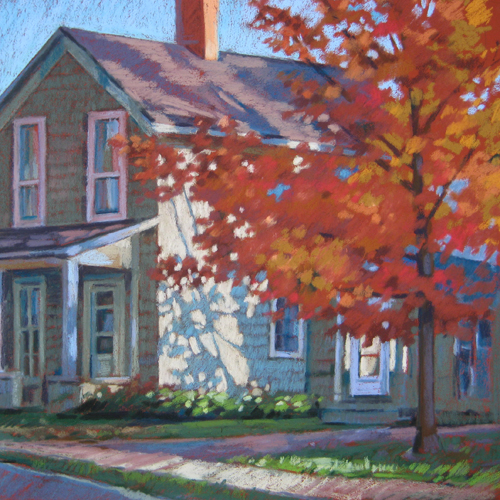 500x500 Sparkle Pastel Portrait Of A House - Sparkle Painting