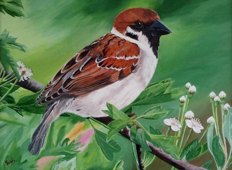 770x567 Saatchi Art The Sparrow Painting By Sneh Daheriya - Sparrow Painting