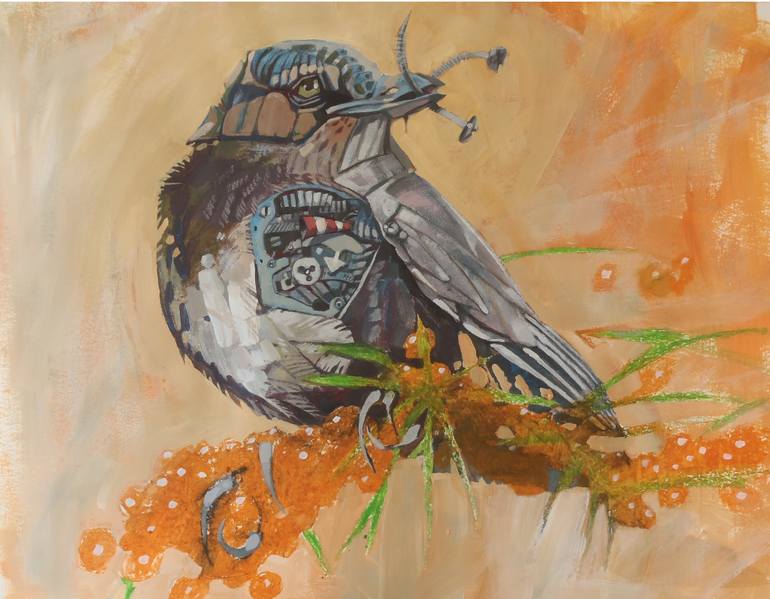 770x599 Saatchi Art Mechanical Sparrow Painting By Paulus Hoffman - Sparrow Painting