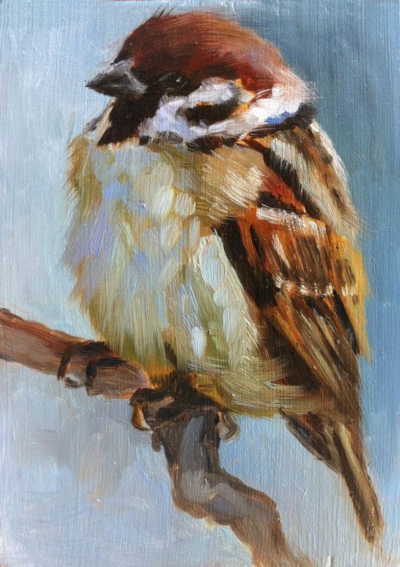 570x808 Baby Sparrow Little Sparrow Painting Open Edition By Fincharts - Sparrow Painting