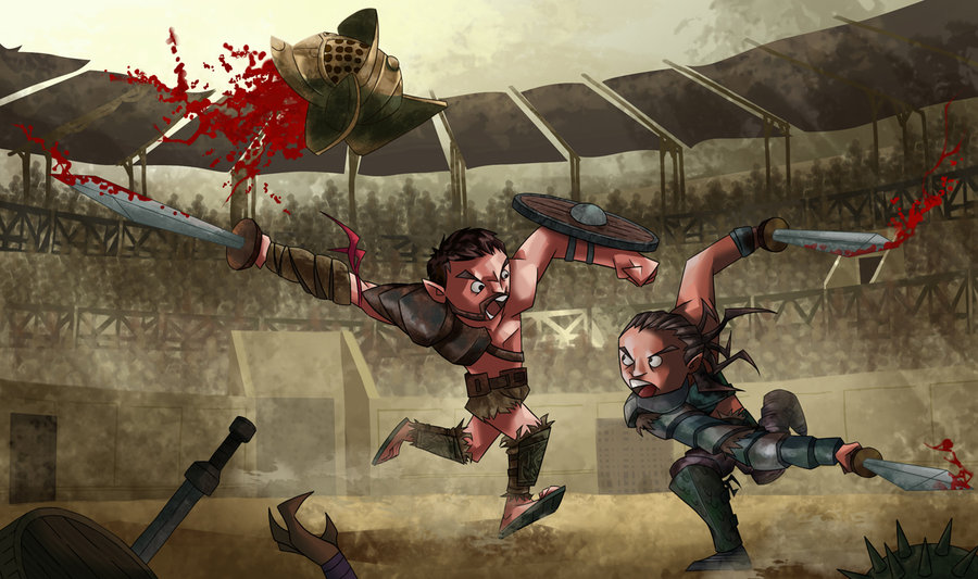 900x533 Spartacus Vs Gannicus By Maxhwang - Spartacus Painting