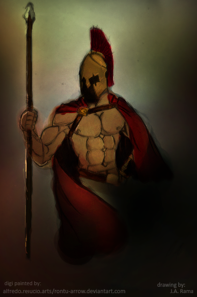 401x604 Spartan Warrior Digi Painting By Rontu Arrow - Spartan Warrior Painting