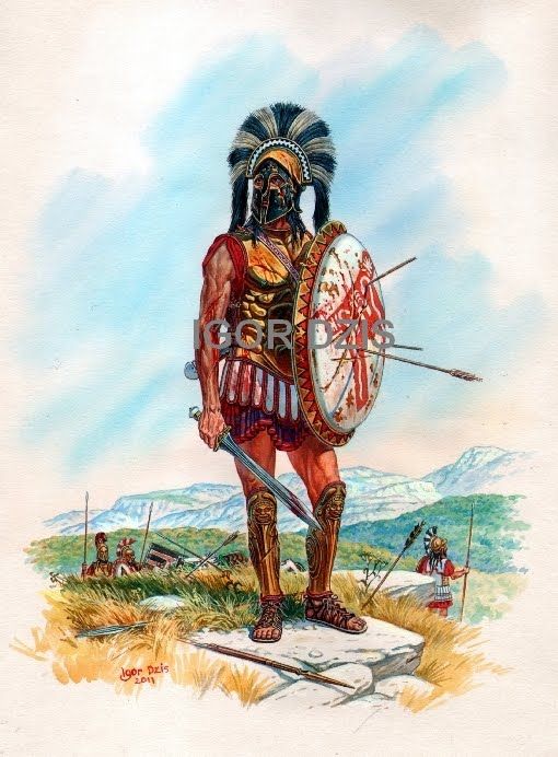 510x692 Igor Dzis Battle Painting Spartan Captain. (Thermopylae - Spartan Warrior Painting