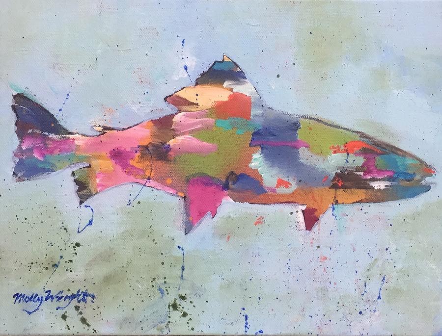 900x685 Speckled Trout Painting By Molly Wright - Speckled Trout Painting