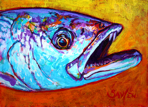 300x216 Fish Art Marine Art Paintings Prints Savlen - Speckled Trout Painting