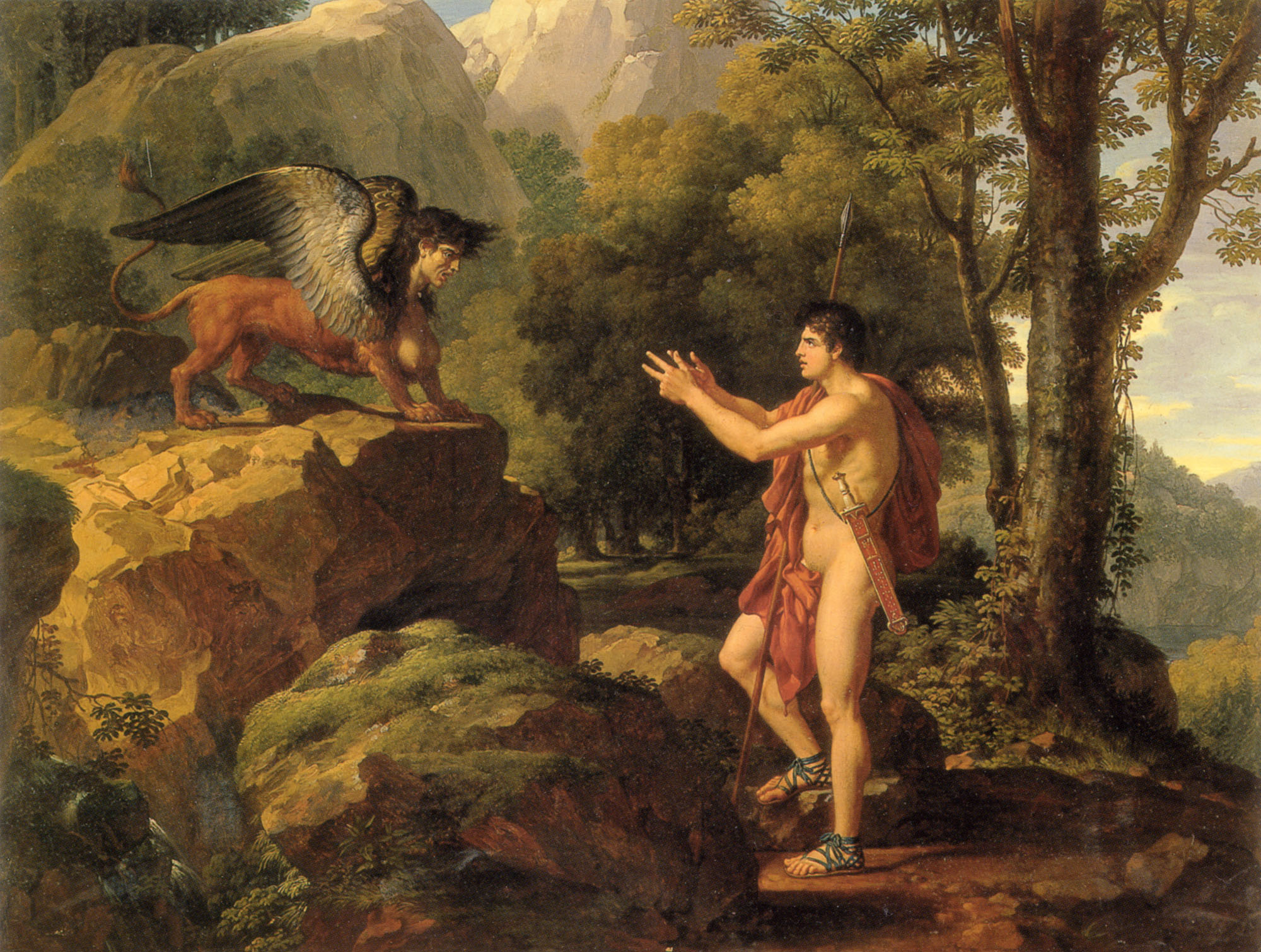 2000x1511 Oedipus And The Sphinx Painting Francois Xavier Fabre Oil Paintings - Sphinx Painting