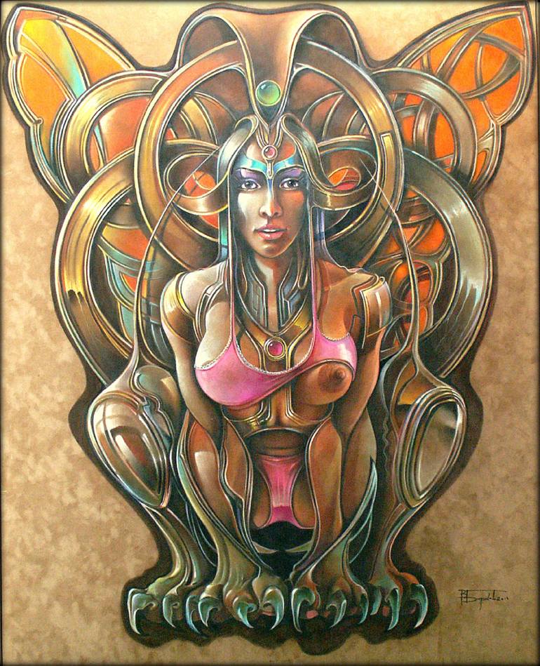 770x949 Saatchi Art Sphinx In Pink Bikini Painting By Vladimir Barkov - Sphinx Painting