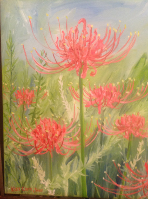 570x763 Spider Lilies And Rosemary Print 11 X 14 Inches Louisiana - Spider Lily Painting