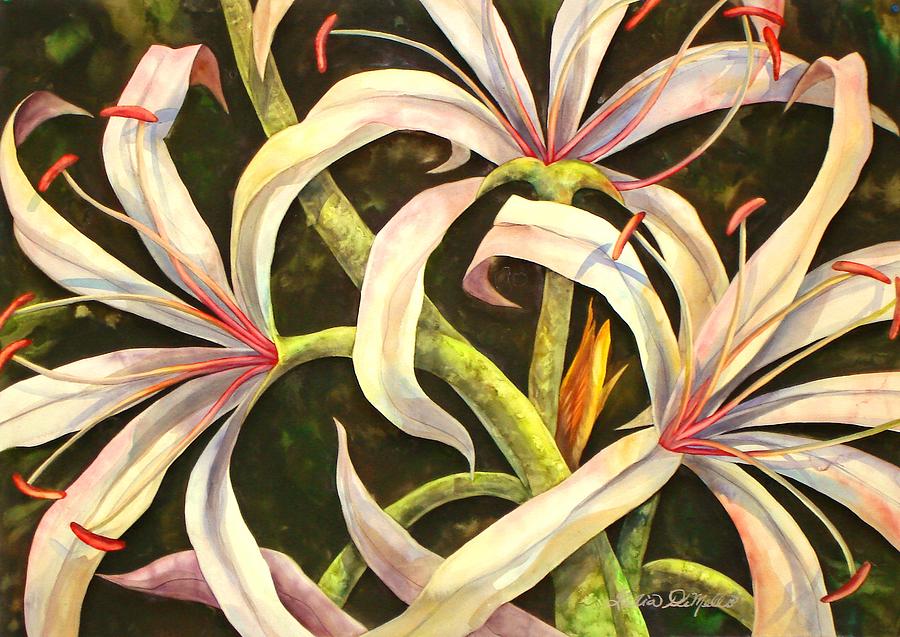 900x637 Spider Lily Painting By Lelia Demello - Spider Lily Painting