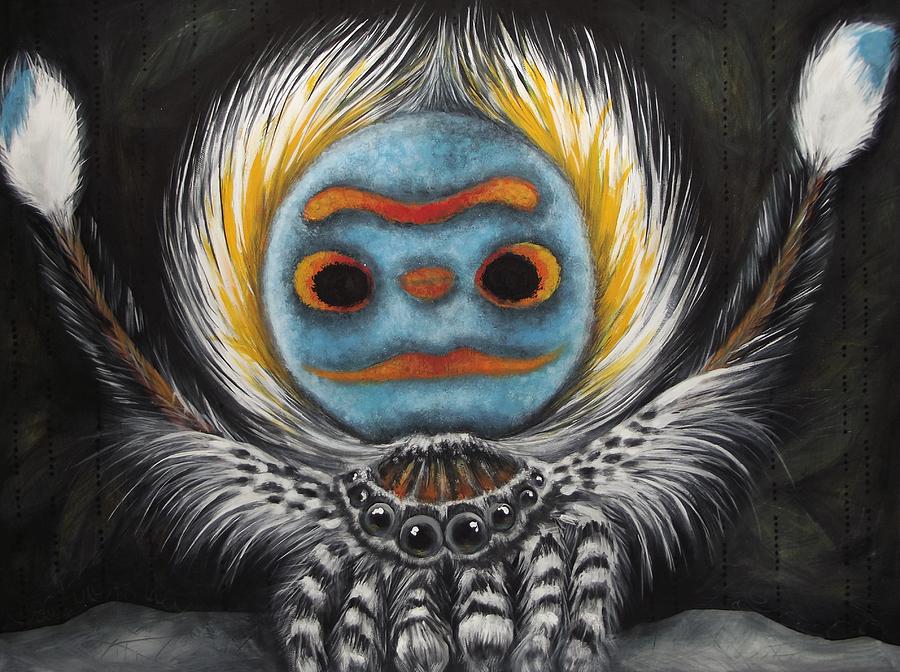 900x672 Dance Of The Peacock Spider Painting By Hollie Murphy - Spider Painting