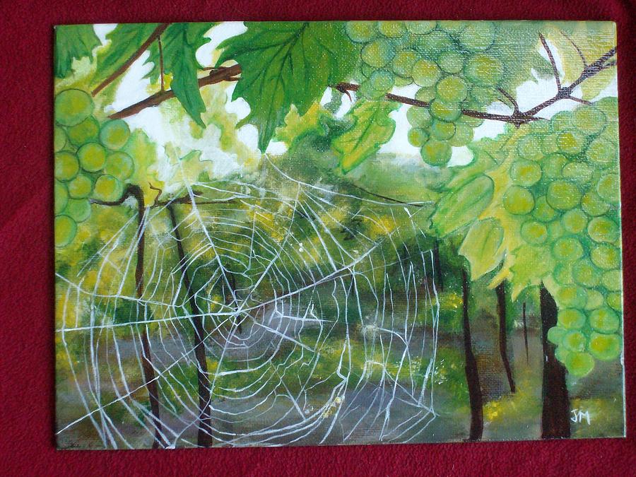 900x675 Spider Web In Spring Painting By Jessica Meredith - Spider Painting
